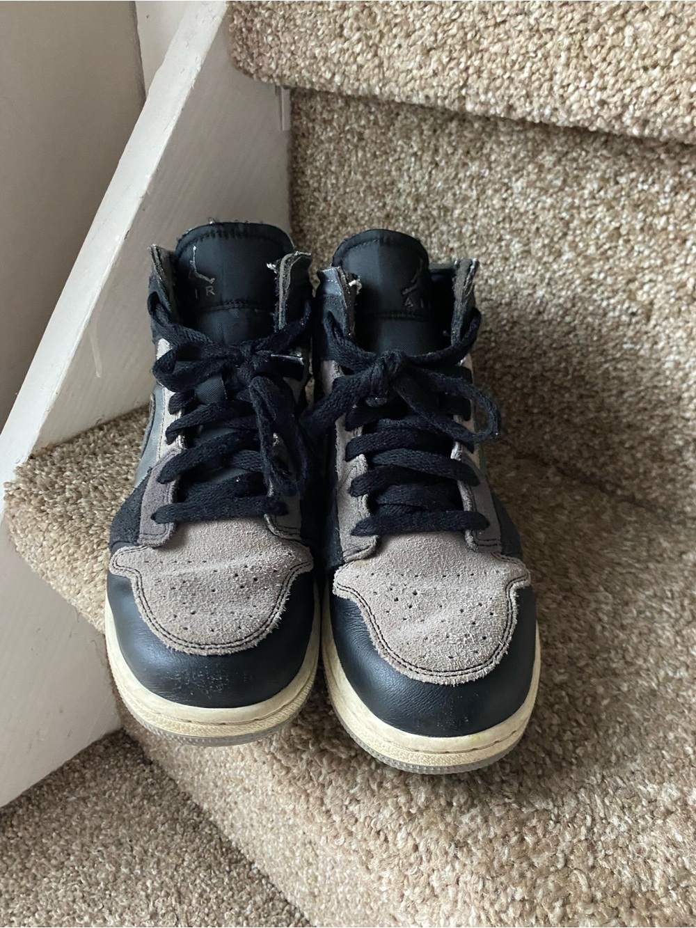 Kids High-Top Nike Sneakers in Black and Taupe